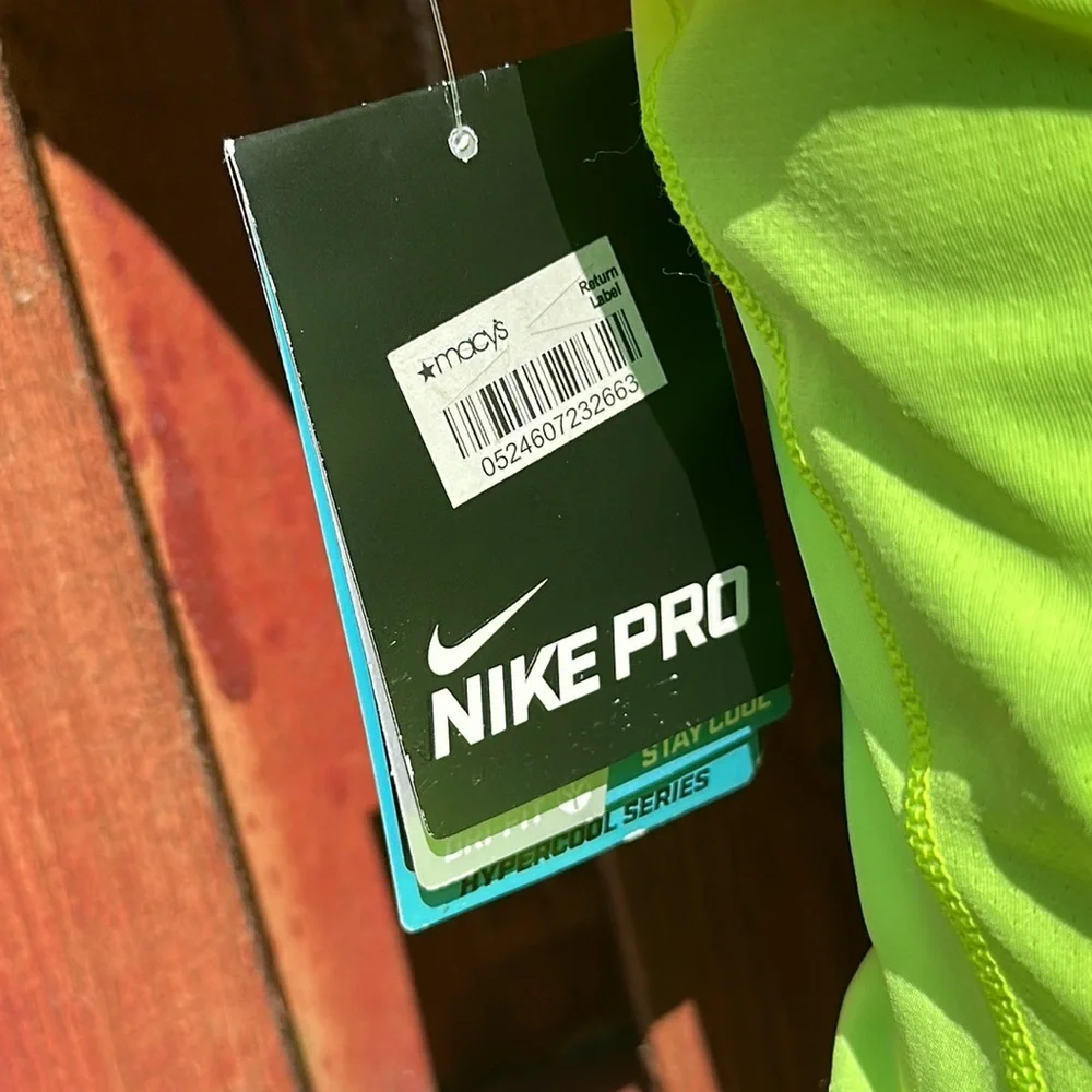 Nike Pro Dri-FIT Volt Neon Yellow Mesh Racerback Tank Top Size Small